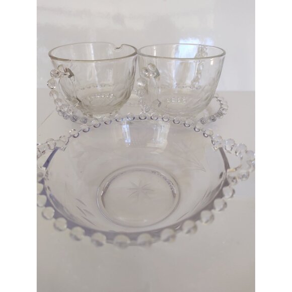 Imperial Glass Candlewick Pattern Cream, Sugar set with Mayo bowl 1960's - Picture 6 of 11